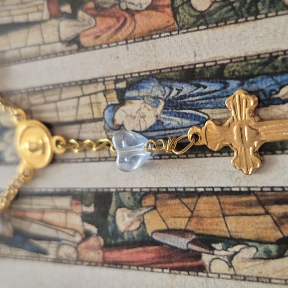 Rosary - Mini Rosarynone Deacada With Blue Hearted Beads - Picture 4 of 8
